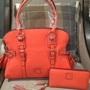 Dooney & Bourke Florentine Domed Buckle Satchel & Lg Zip Around Wallet